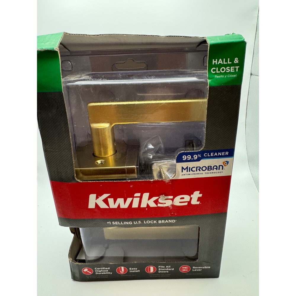 Kwikset Halifax Square Hall and Closet Lever Satin Brass 720HFL SQT   97200-923
